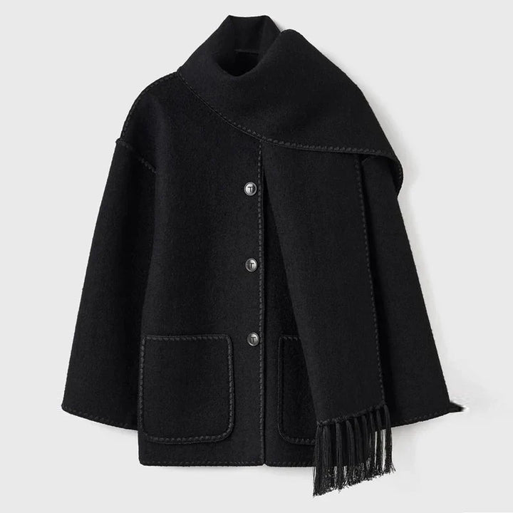 Hermia | Eleganter Damenmantel mit Schal – Stilvoller Wintermantel
