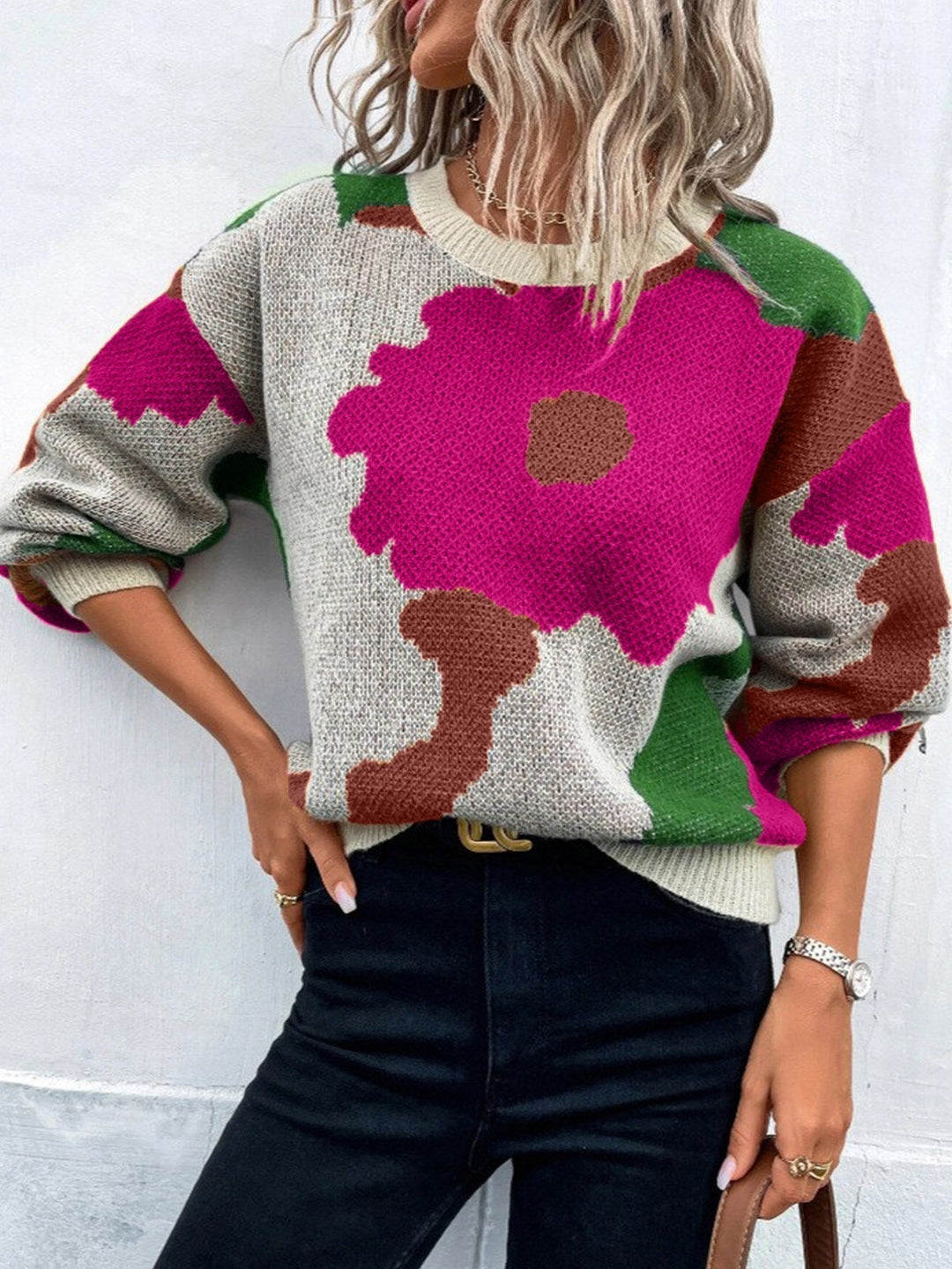 Camila | Kunstvoller Floral Strickpullover
