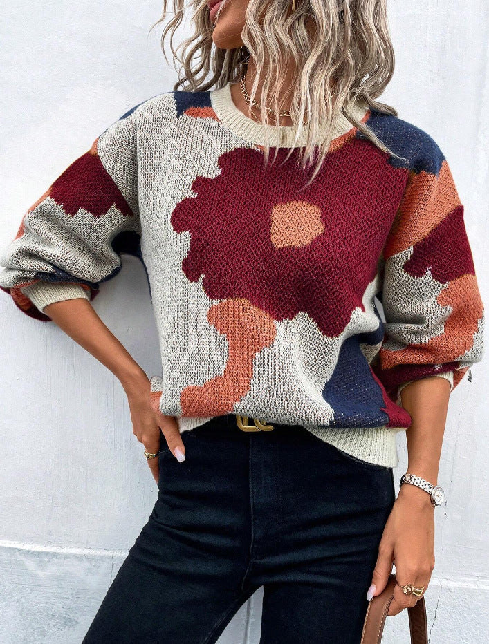Camila | Kunstvoller Floral Strickpullover