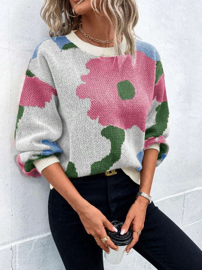 Camila | Kunstvoller Floral Strickpullover