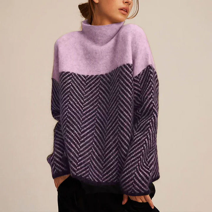 Halle | Chevron-Funnel-Neck-Pullover