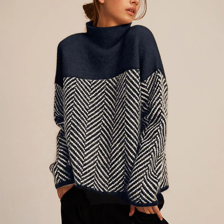 Halle | Chevron-Funnel-Neck-Pullover
