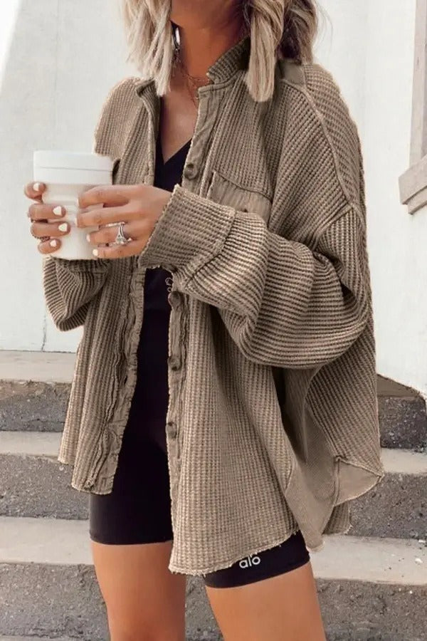 Elleer | Modische Cordjacke mit Knöpfen