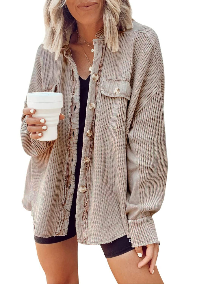 Elleer | Modische Cordjacke mit Knöpfen