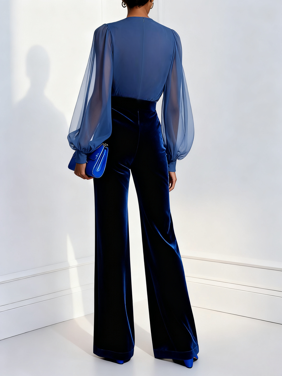 Parisa – Jumpsuit mit V-Ausschnitt und langen Ärmeln