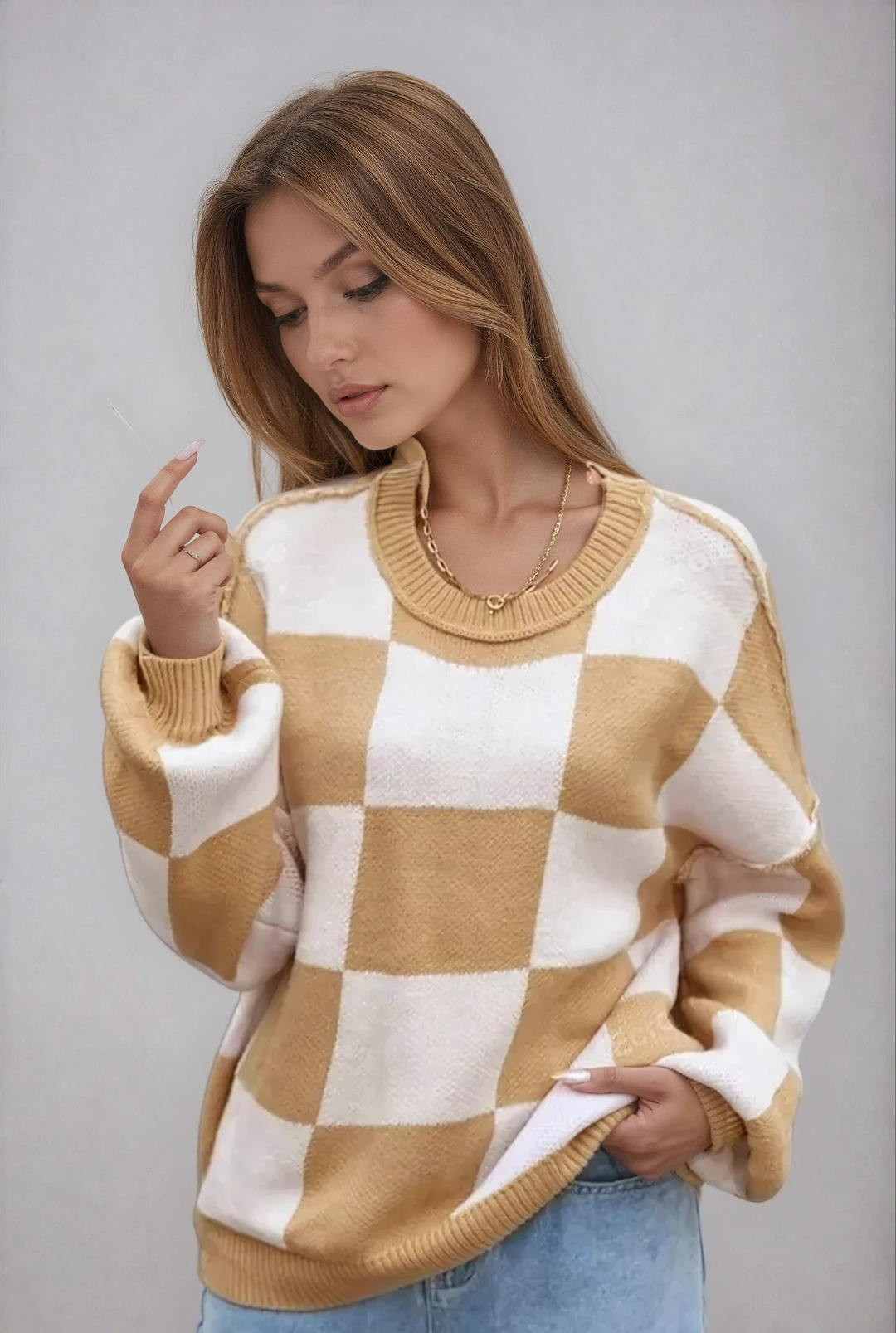 Wynne | Übergroßer Karomuster-Pullover