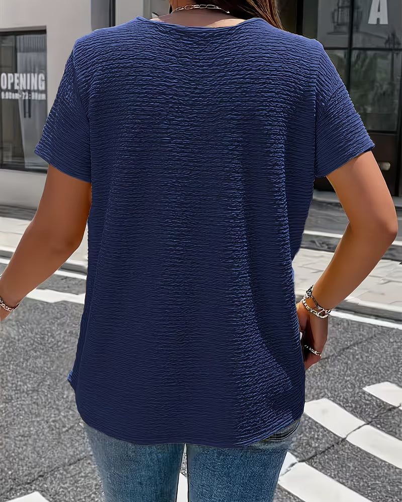 Ayla – Strukturierte Blusen-T-Shirt mit Knöpfen