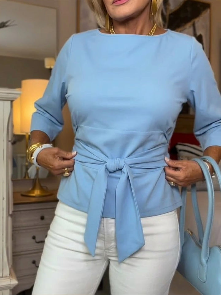 Diana – Elegantes Baumwoll Top mit Taillenbindung