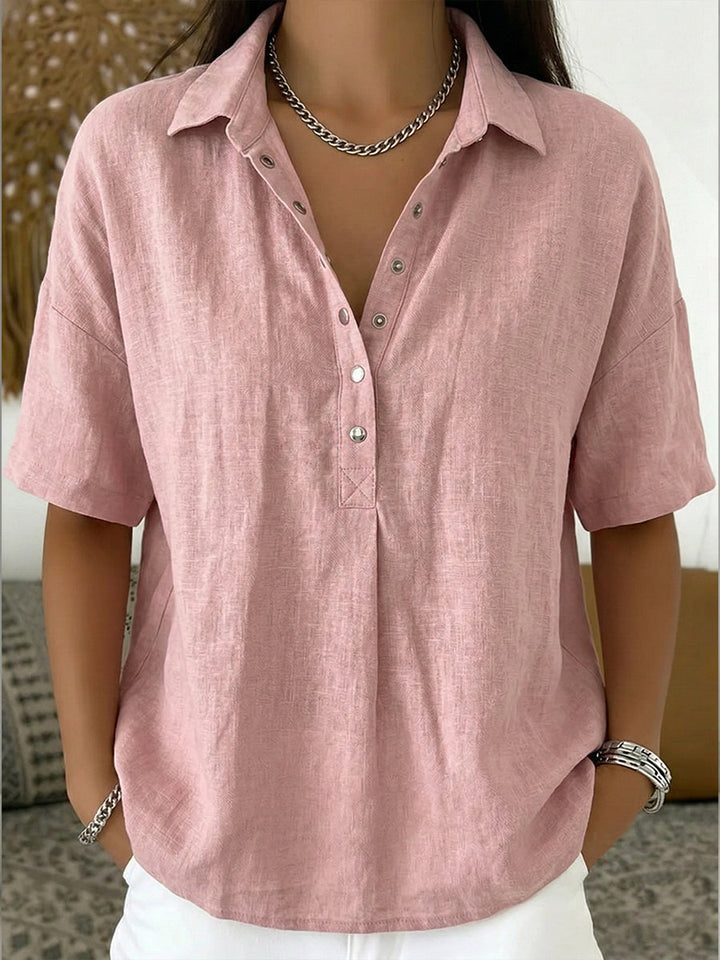 Aria – Baumwoll-Leinen Bluse mit Knöpfen