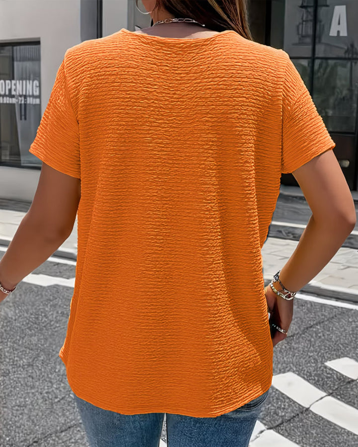Ayla – Strukturierte Blusen-T-Shirt mit Knöpfen