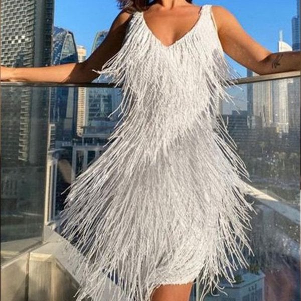 Jutte | Glitzer-Fransen-Kleid