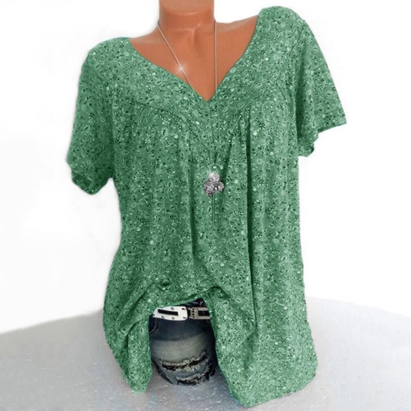 Léa – Blumen V-Ausschnitt Shirt