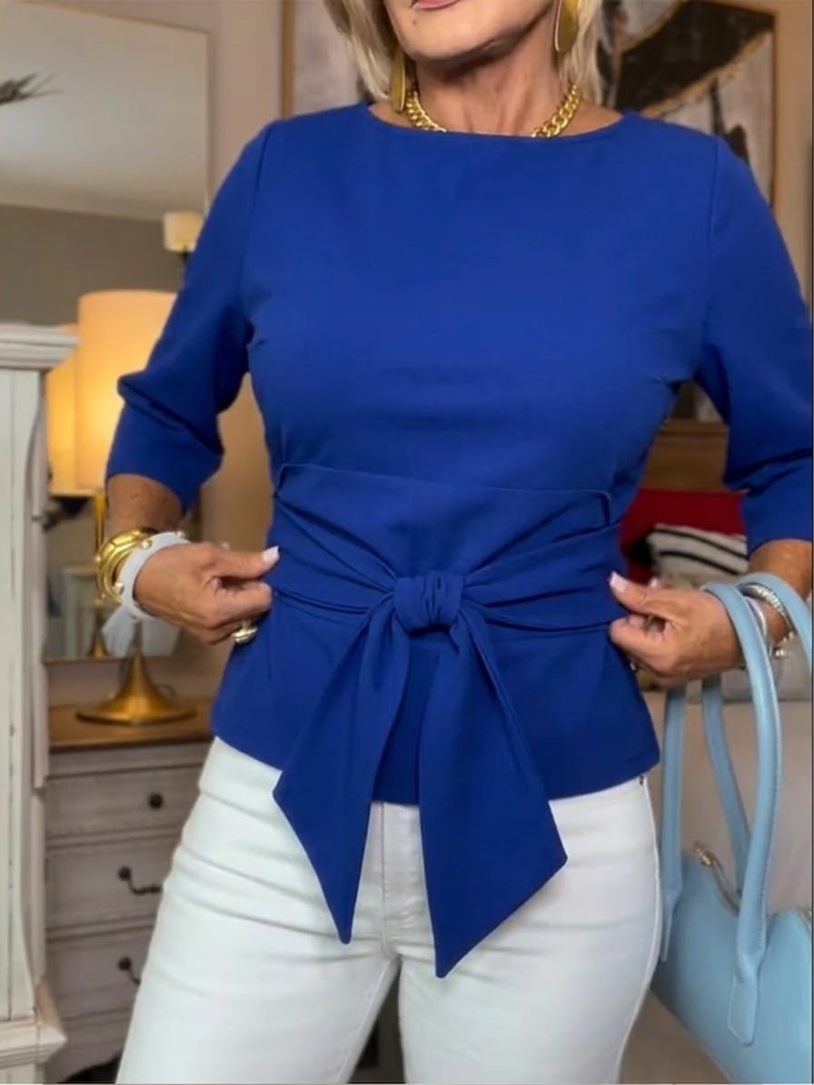Diana – Elegantes Baumwoll Top mit Taillenbindung