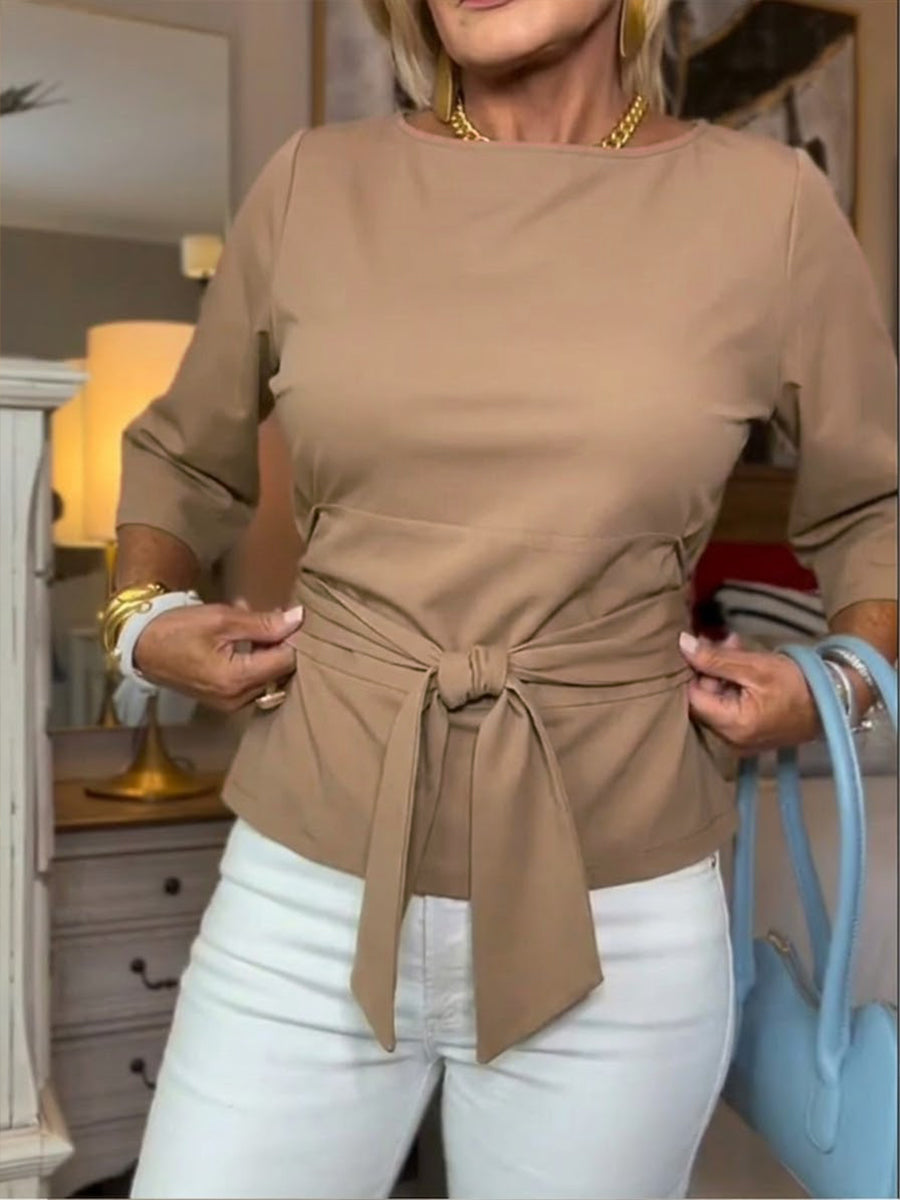 Diana – Elegantes Baumwoll Top mit Taillenbindung