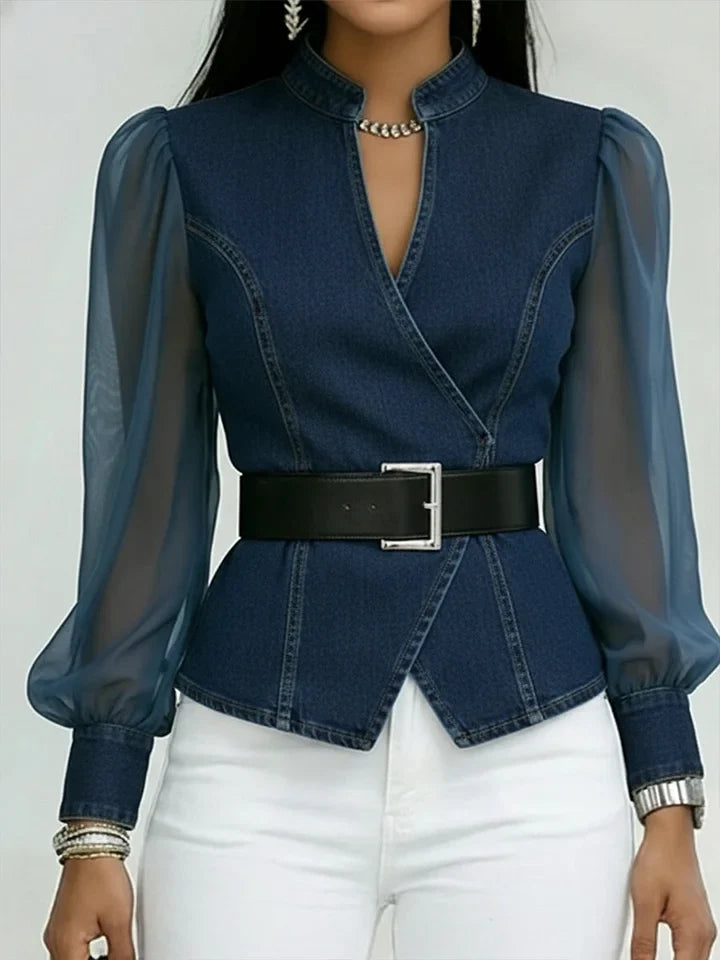 Olivera – Strukturierte Denim-Bluse