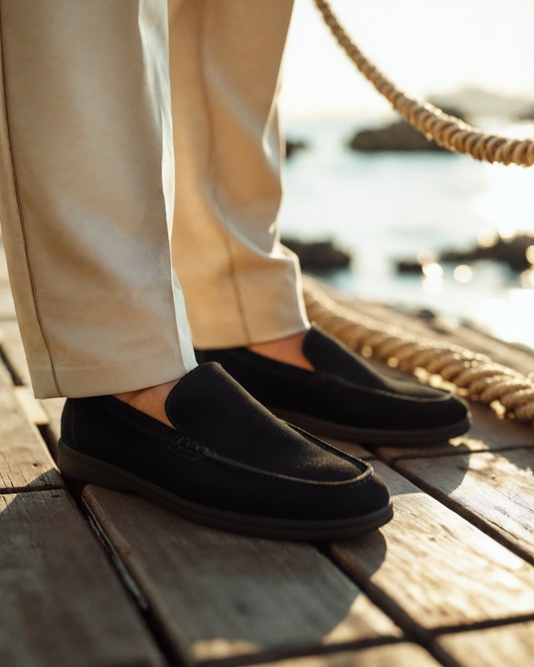 Weber - Premium Wildleder Slipper - Schwarze Sohlen