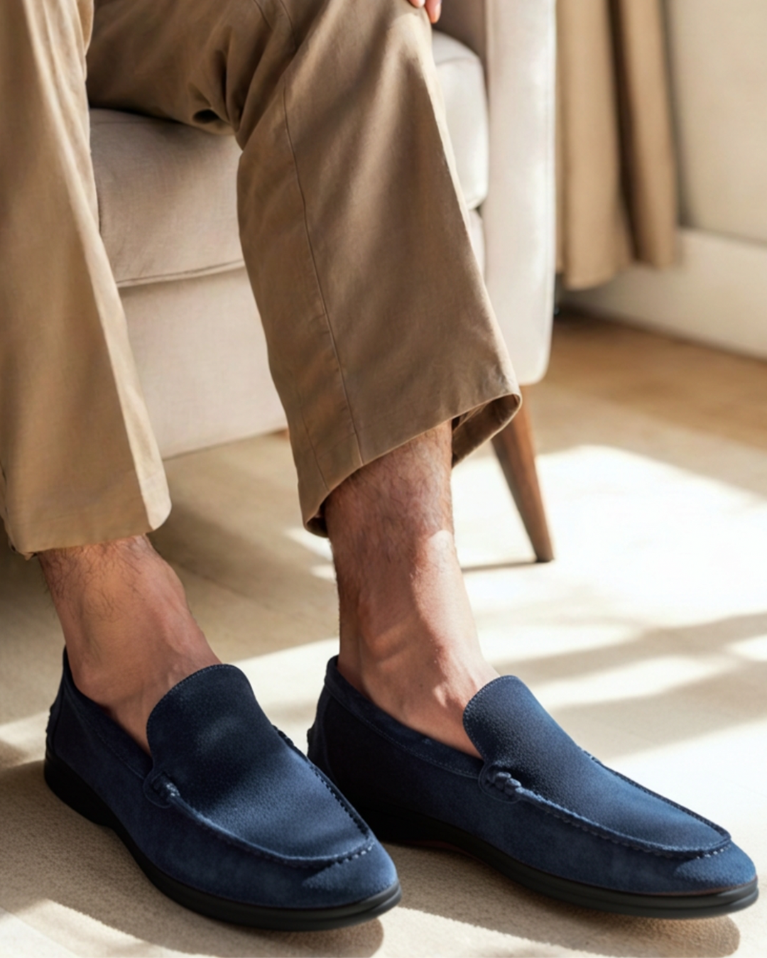 Weber - Premium Wildleder Slipper - Schwarze Sohlen