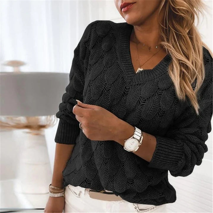 ALETA | Klassischer Gestrickter V-Ausschnitt Pullover
