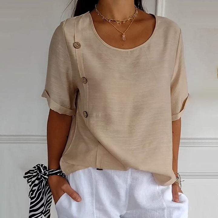 Velma – Leinenbluse mit seitlicher Knopfleiste