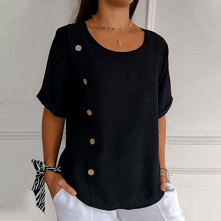 Velma – Leinenbluse mit seitlicher Knopfleiste
