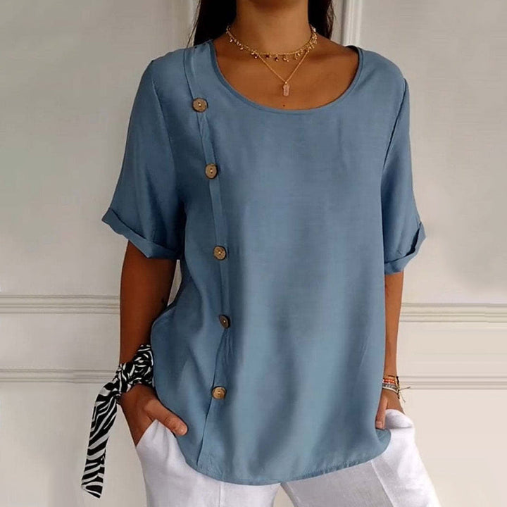 Velma – Leinenbluse mit seitlicher Knopfleiste