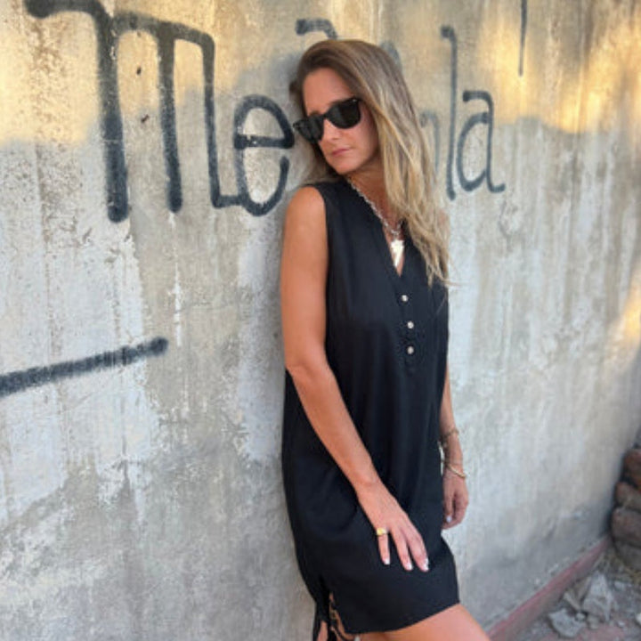 BLANDA I ÄRMELLOSES LEINEN-KLEID