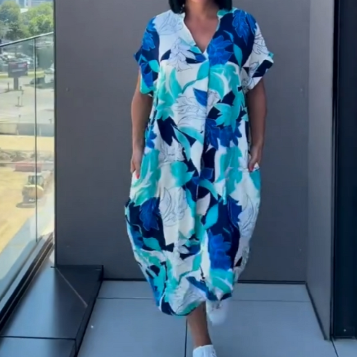 Alara – Elegantes Kleid mit V-Ausschnitt und Print