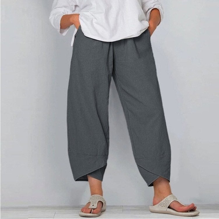 Syndra – Luftige Baumwoll-Leinen Hose mit weitem Bein