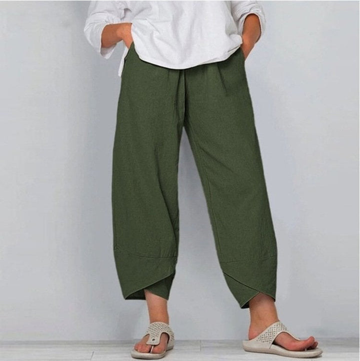 Syndra – Luftige Baumwoll-Leinen Hose mit weitem Bein