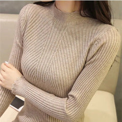 Ferrin | Eleganter Pullover mit hohem Kragen und Rippendetail für Damen
