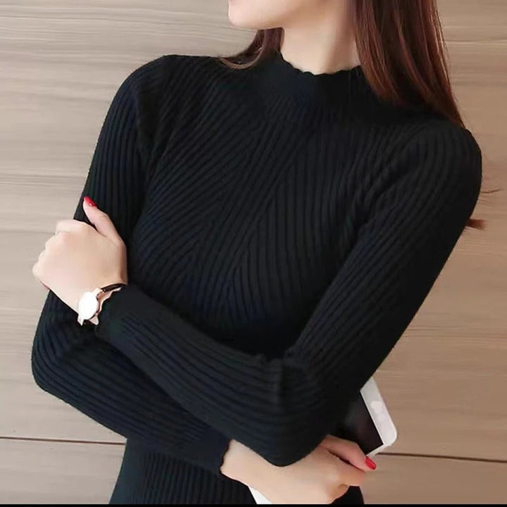 Ferrin | Eleganter Pullover mit hohem Kragen und Rippendetail für Damen