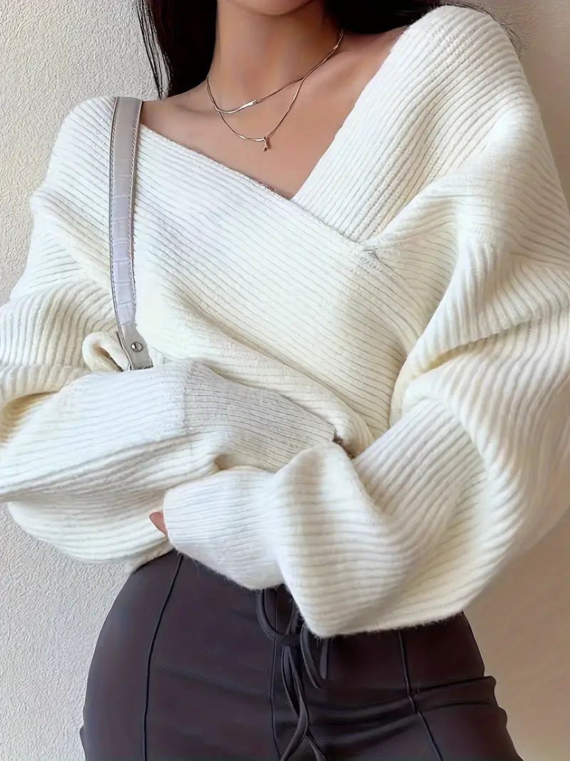 Viola | Eleganter Überkreuz-Pullover in Strickoptik